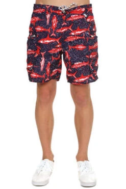 Burkman BrosCargo Swim Short - Navy Fish