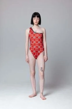 LEONORA I.M.Leonora I.m. Swim Asymmetrical One Piece - Iris Red