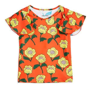 Mini RodiniKids Mini Rodini Child Flowers AOP Swim Top - Orange 3 Mini RodiniKids Mini Rodini Child Flowers AOP Swim Top - Orange