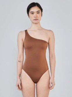 NU SWIMNu Swim Paradise 1 Shoulder One Piece - Silt Brown
