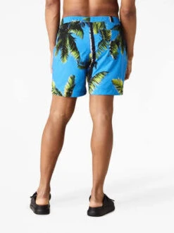 Blue Sky InnPalm Tree Print Swim Trunks - Sky Blue/Multicolor -Bliss Dream Style Palm Tree Print Swim Trunks 20230525013746